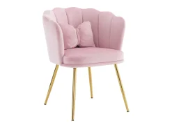 Poltrona com encosto em forma de pétalas, almofadas em forma de borboleta, veludo, ROSA