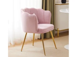 Poltrona com encosto em forma de pétalas, almofadas em forma de borboleta, veludo, ROSA