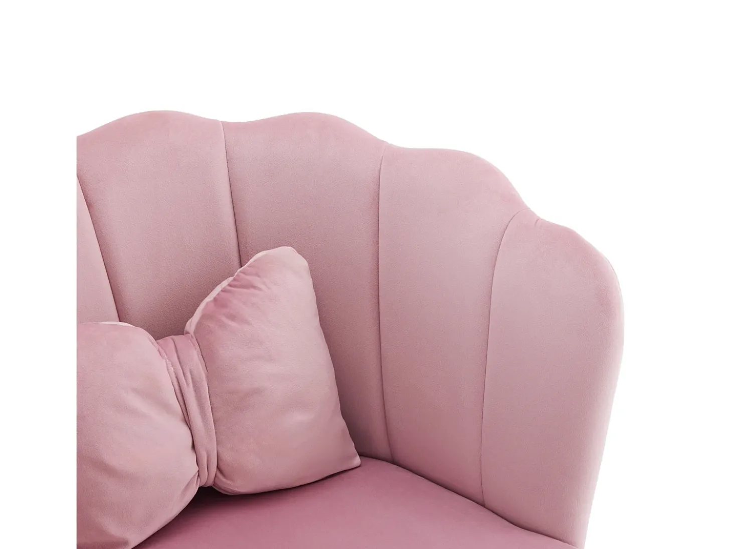 Poltrona com encosto em forma de pétalas, almofadas em forma de borboleta, veludo, ROSA