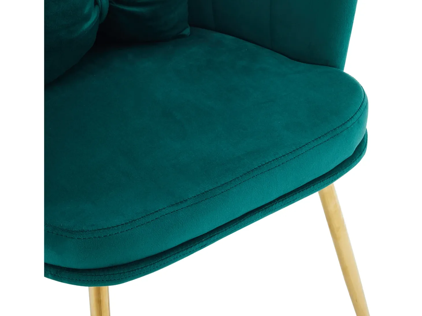 Poltrona com encosto em forma de pétalas, almofadas em forma de borboleta, veludo, Verde