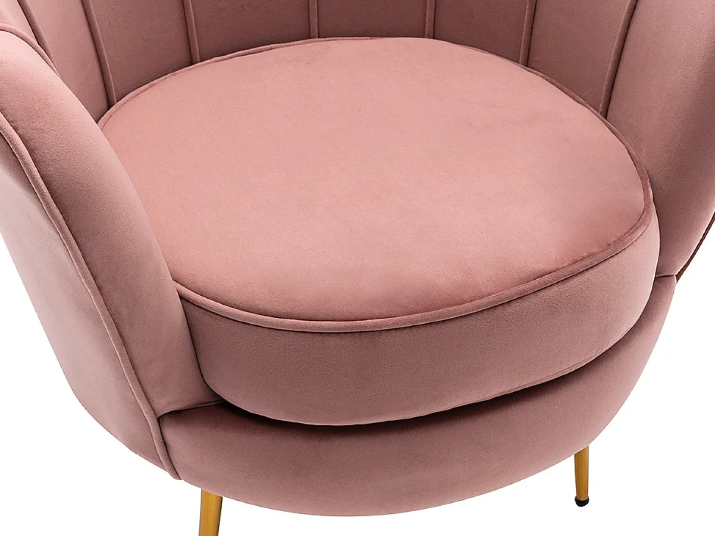 Poltrona concha em veludo rosa pés dourados DANDELION