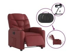 Poltrona Confortável | Poltrona reclinável elétrica couro artificial vermelho tinto SHL443400