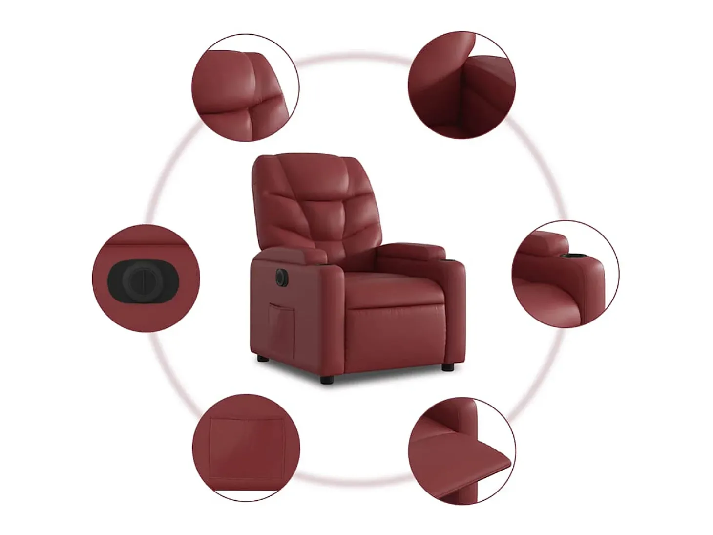 Poltrona Confortável | Poltrona reclinável elétrica couro artificial vermelho tinto SHL443400
