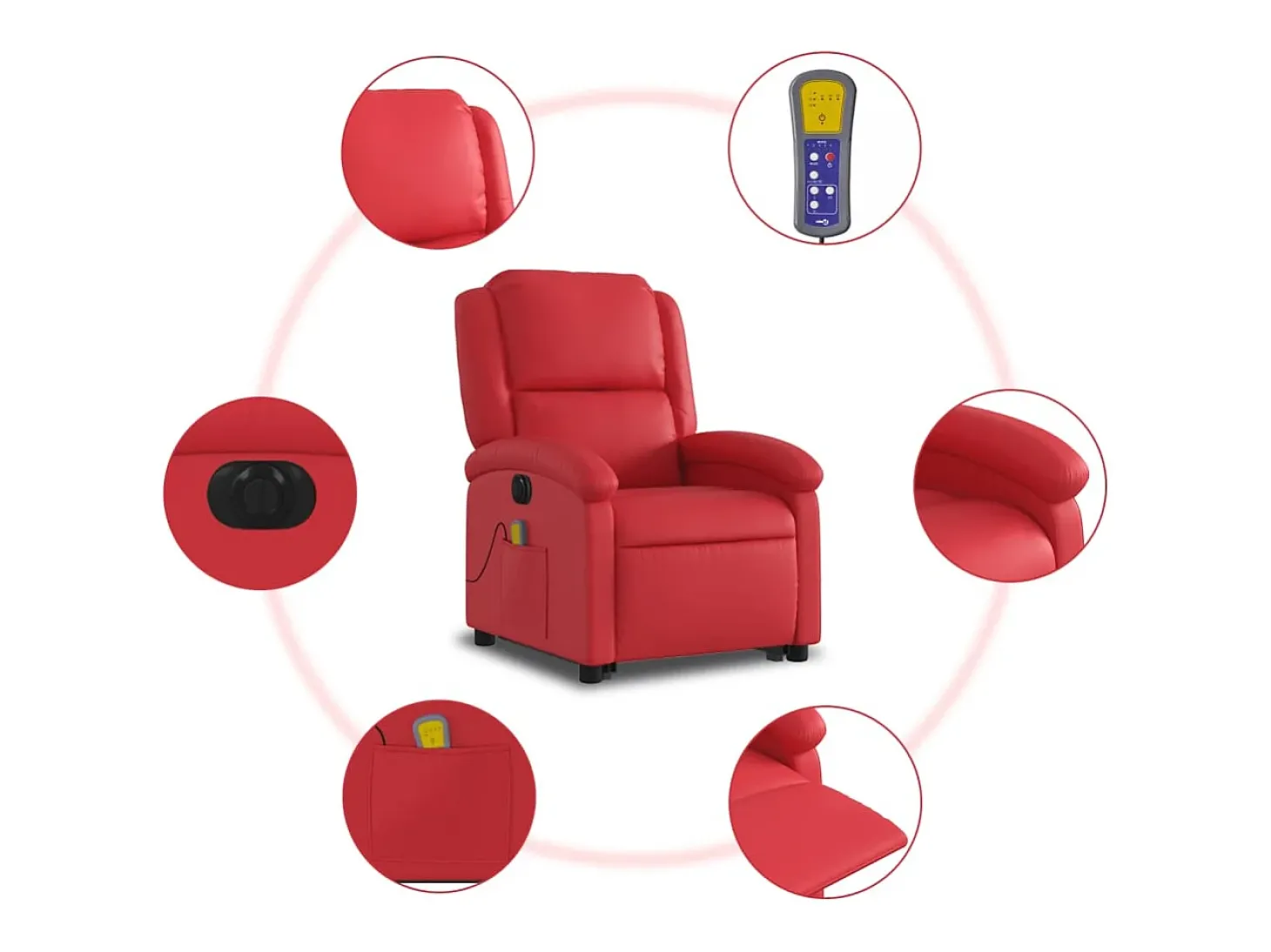 Poltrona Confortável | Poltrona reclinável elevatória elétrica couro artif. vermelho SHL716017