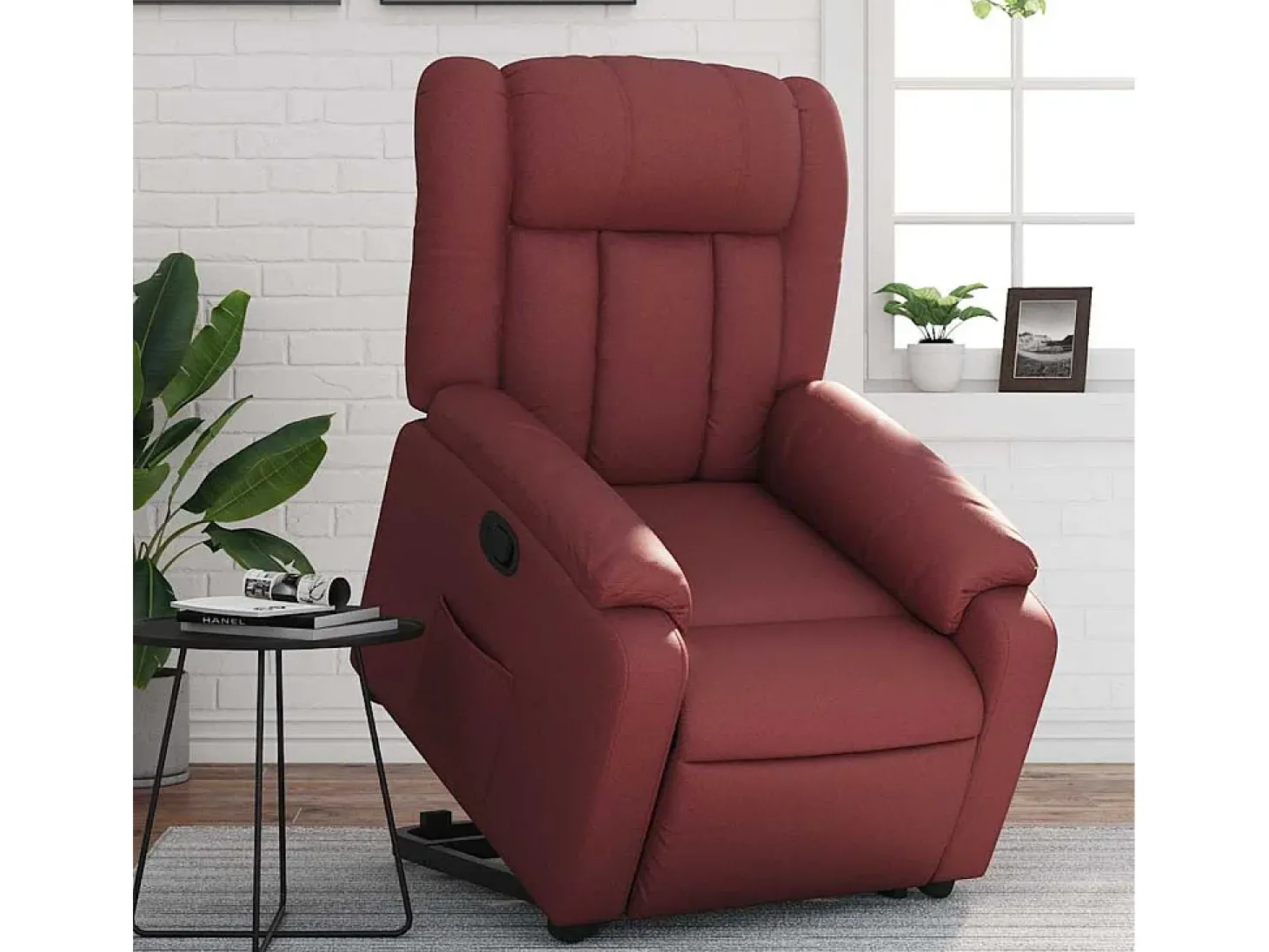 Poltrona Confortável | Poltrona reclinável elevatória couro artificial vermelho tinto SHL301472