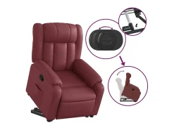 Poltrona Confortável | Poltrona reclinável elevatória couro artificial vermelho tinto SHL301472