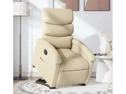 Poltrona Confortável | Poltrona reclinável elevatória elétrica tecido cor creme SHL355654