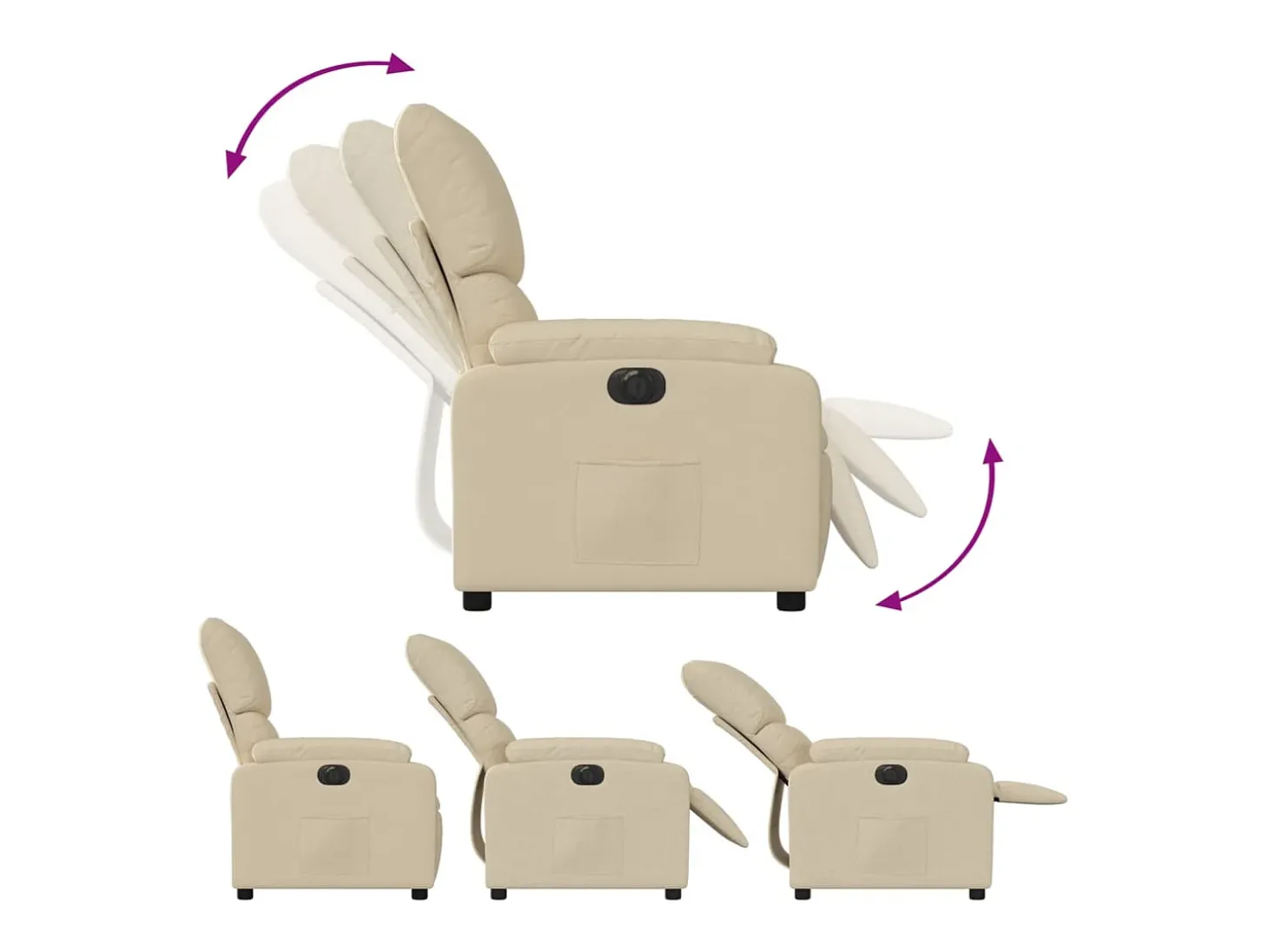 Poltrona Confortável | Poltrona reclinável elétrica tecido cor creme SHL395101