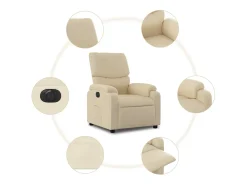 Poltrona Confortável | Poltrona reclinável elétrica tecido cor creme SHL395101