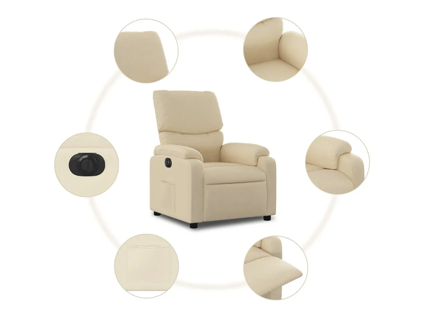Poltrona Confortável | Poltrona reclinável elétrica tecido cor creme SHL395101
