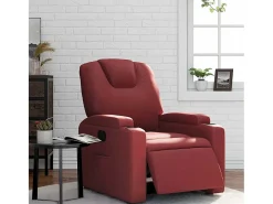 Poltrona Confortável | Poltrona reclinável elétrica couro artificial vermelho tinto SHL394324
