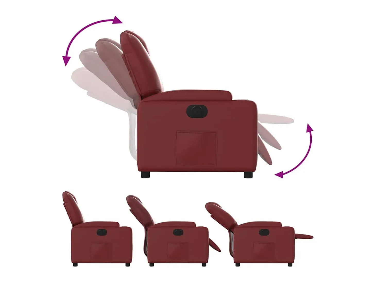 Poltrona Confortável | Poltrona reclinável elétrica couro artificial vermelho tinto SHL394324
