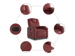 Poltrona Confortável | Poltrona reclinável elétrica couro artificial vermelho tinto SHL394324