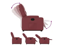 Poltrona Confortável | Poltrona reclinável elevatória couro artificial vermelho tinto SHL584279
