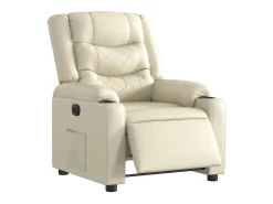 Poltrona Confortável | Poltrona reclinável elétrica couro artificial cor creme SHL5269