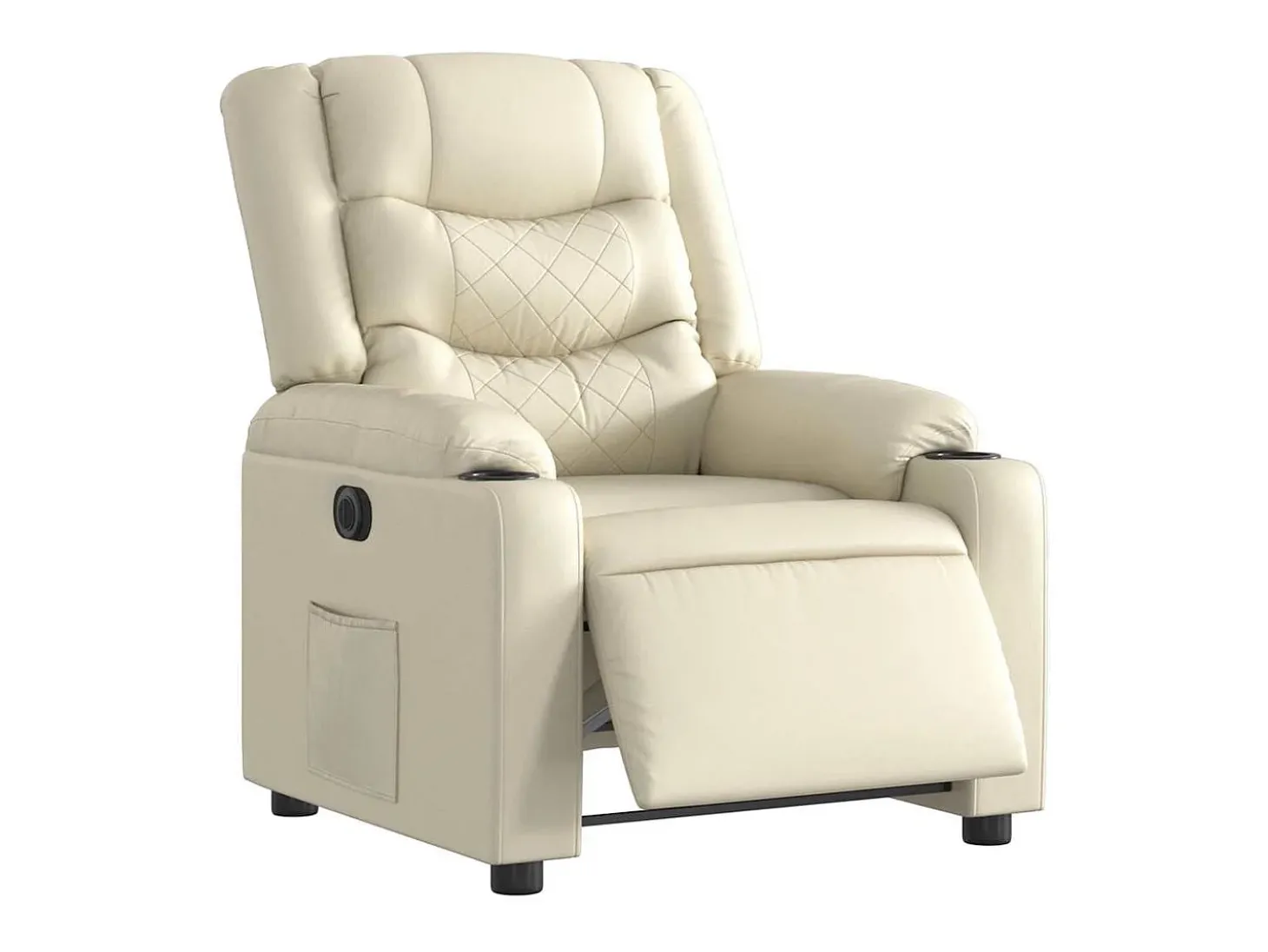 Poltrona Confortável | Poltrona reclinável elétrica couro artificial cor creme SHL5269