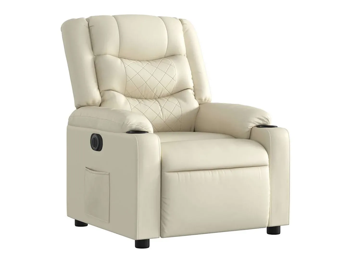 Poltrona Confortável | Poltrona reclinável elétrica couro artificial cor creme SHL5269
