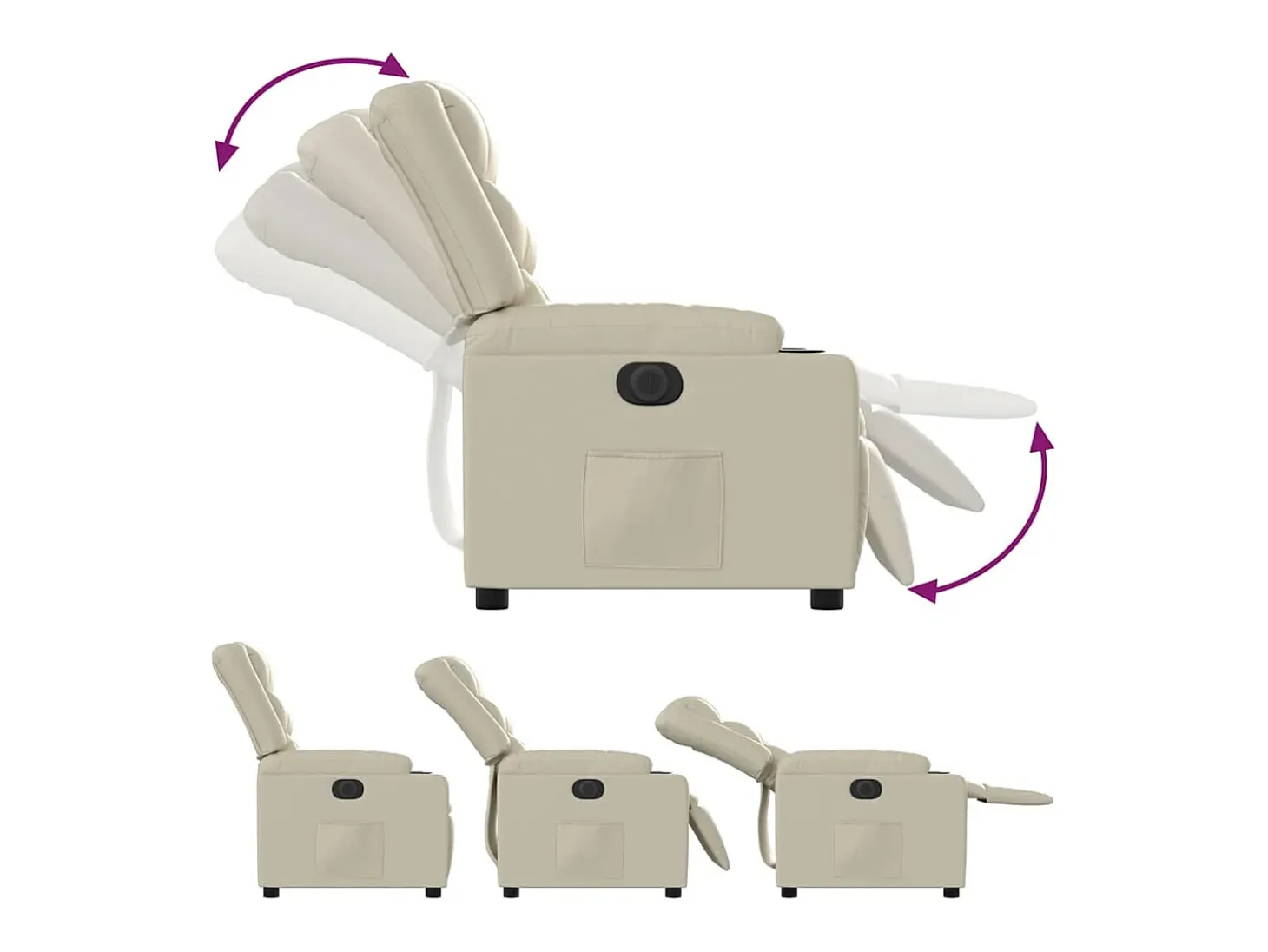 Poltrona Confortável | Poltrona reclinável elétrica couro artificial cor creme SHL5269