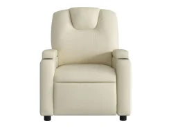 Poltrona Confortável | Poltrona reclinável elétrica couro artificial cor creme SHL982425