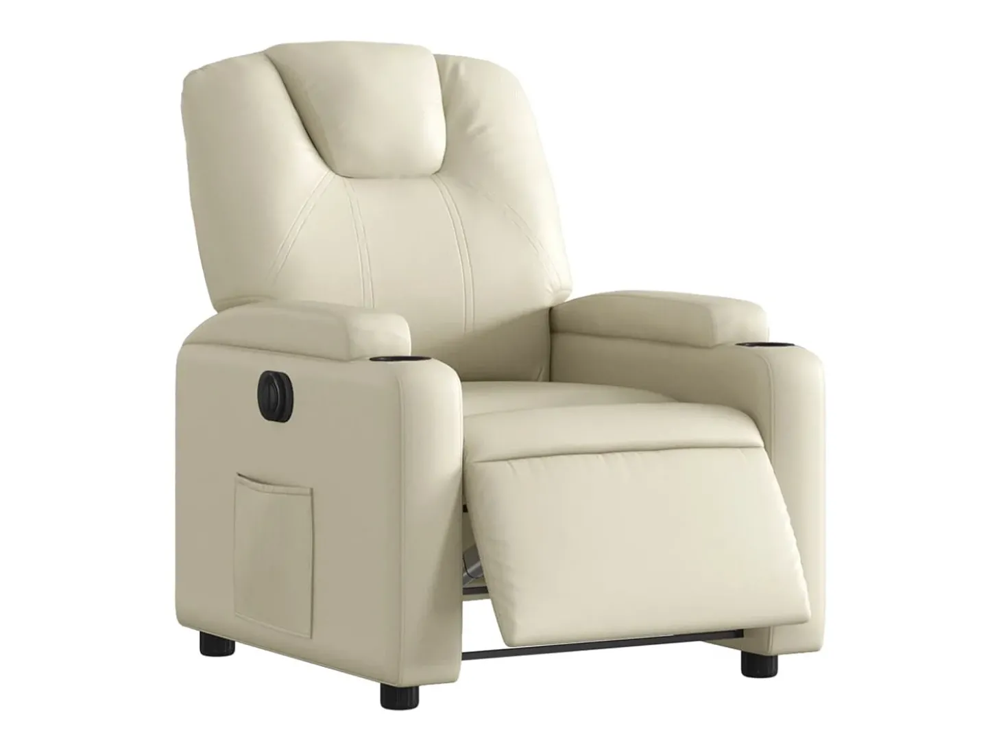 Poltrona Confortável | Poltrona reclinável elétrica couro artificial cor creme SHL982425