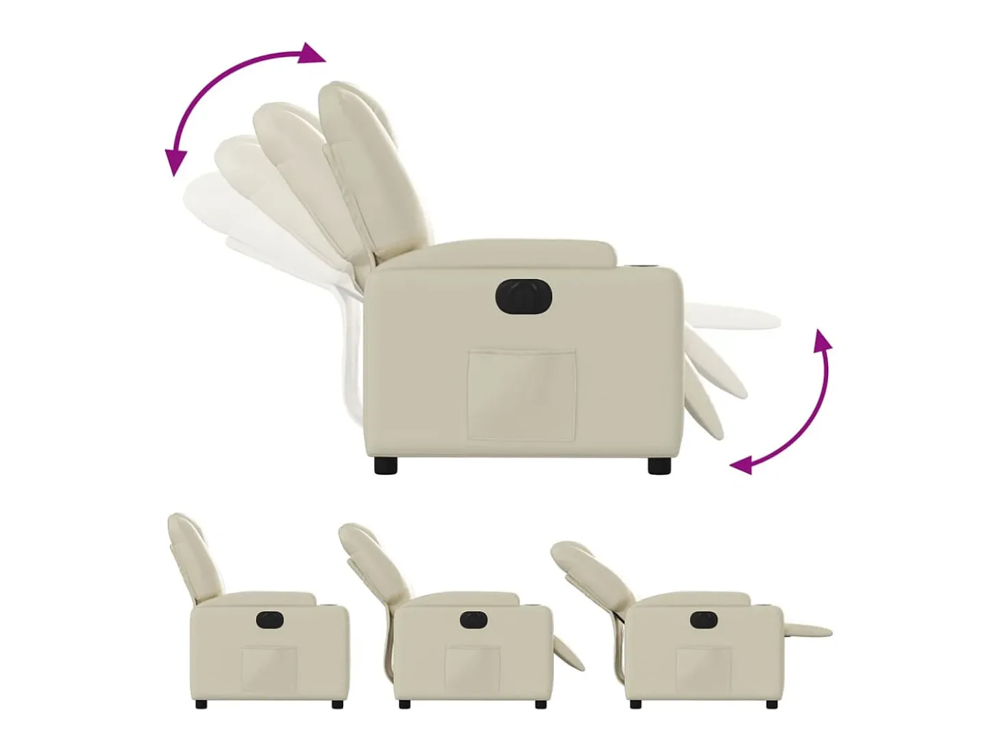 Poltrona Confortável | Poltrona reclinável elétrica couro artificial cor creme SHL982425