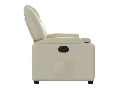 Poltrona Confortável | Poltrona reclinável elétrica couro artificial cor creme SHL982425