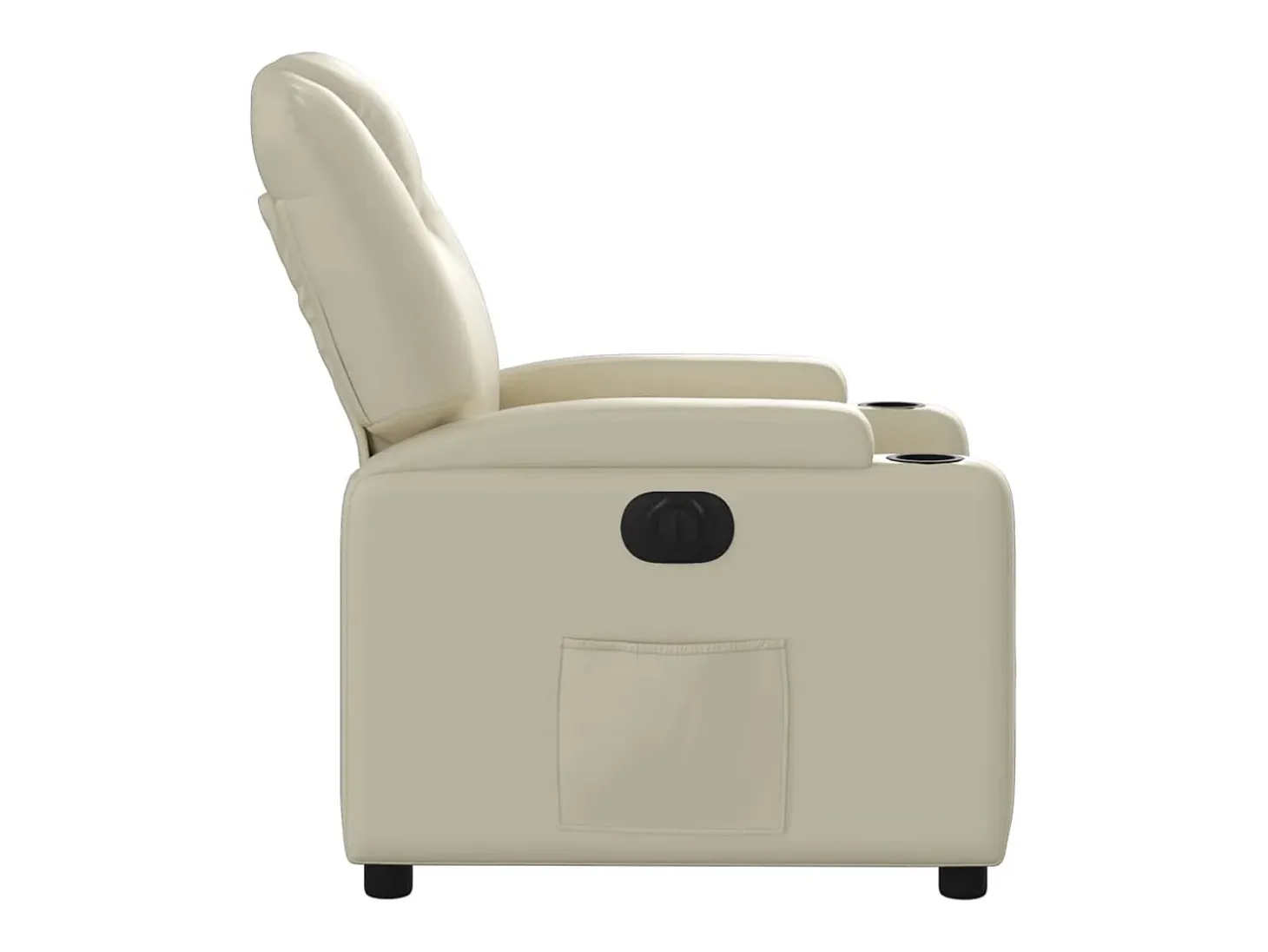 Poltrona Confortável | Poltrona reclinável elétrica couro artificial cor creme SHL982425