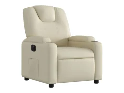 Poltrona Confortável | Poltrona reclinável elétrica couro artificial cor creme SHL982425