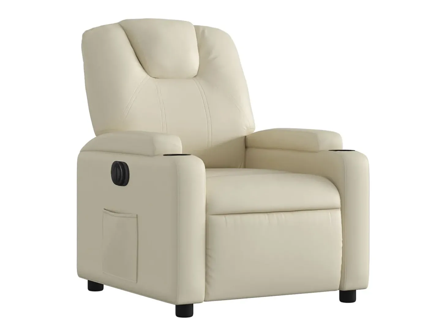 Poltrona Confortável | Poltrona reclinável elétrica couro artificial cor creme SHL982425