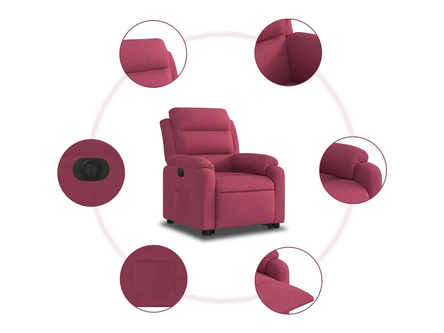 Poltrona Confortável | Poltrona reclinável elevatória elétrica veludo vermelho-tinto SHL329154