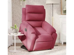 Poltrona Confortável | Poltrona reclinável elevatória elétrica veludo vermelho-tinto SHL329154