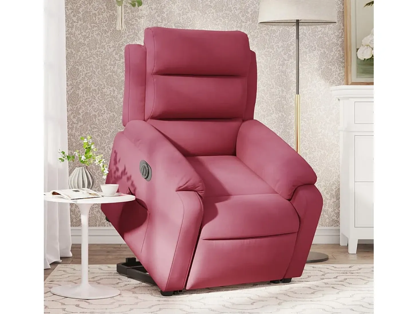 Poltrona Confortável | Poltrona reclinável elevatória elétrica veludo vermelho-tinto SHL329154