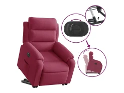 Poltrona Confortável | Poltrona reclinável elevatória elétrica veludo vermelho-tinto SHL329154