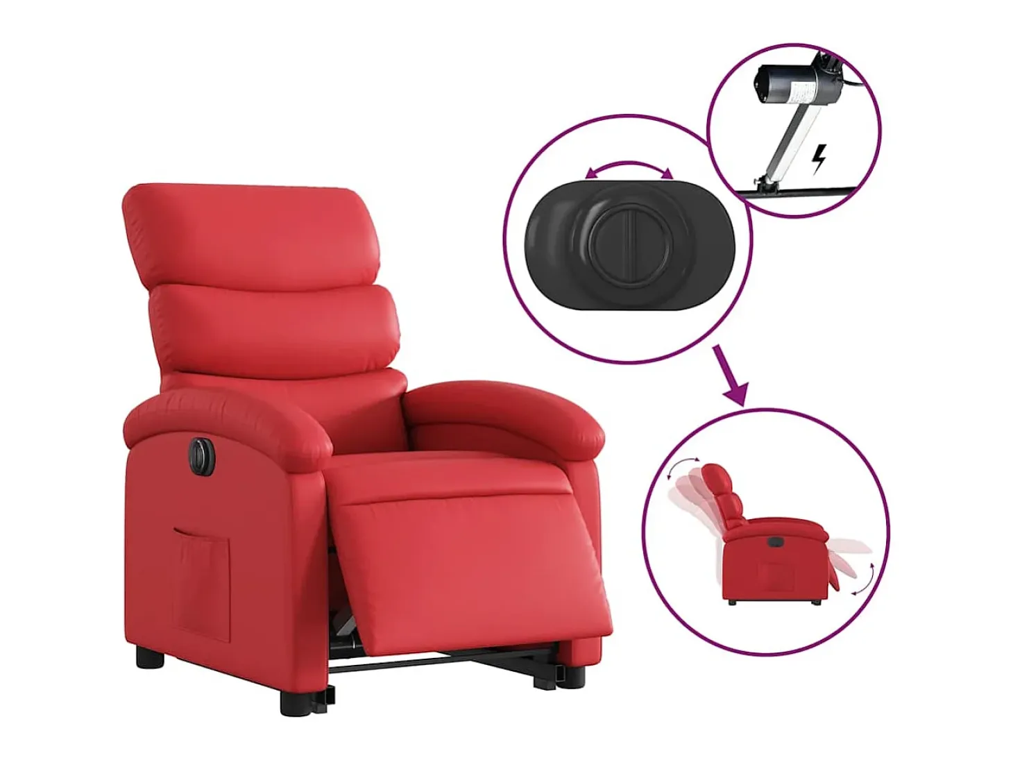 Poltrona Confortável | Poltrona reclinável elevatória elétrica couro artif. vermelho SHL759223