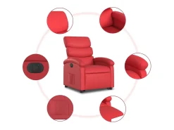 Poltrona Confortável | Poltrona reclinável elevatória elétrica couro artif. vermelho SHL759223