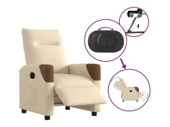 Poltrona Confortável | Poltrona reclinável elétrica tecido cor creme SHL758583