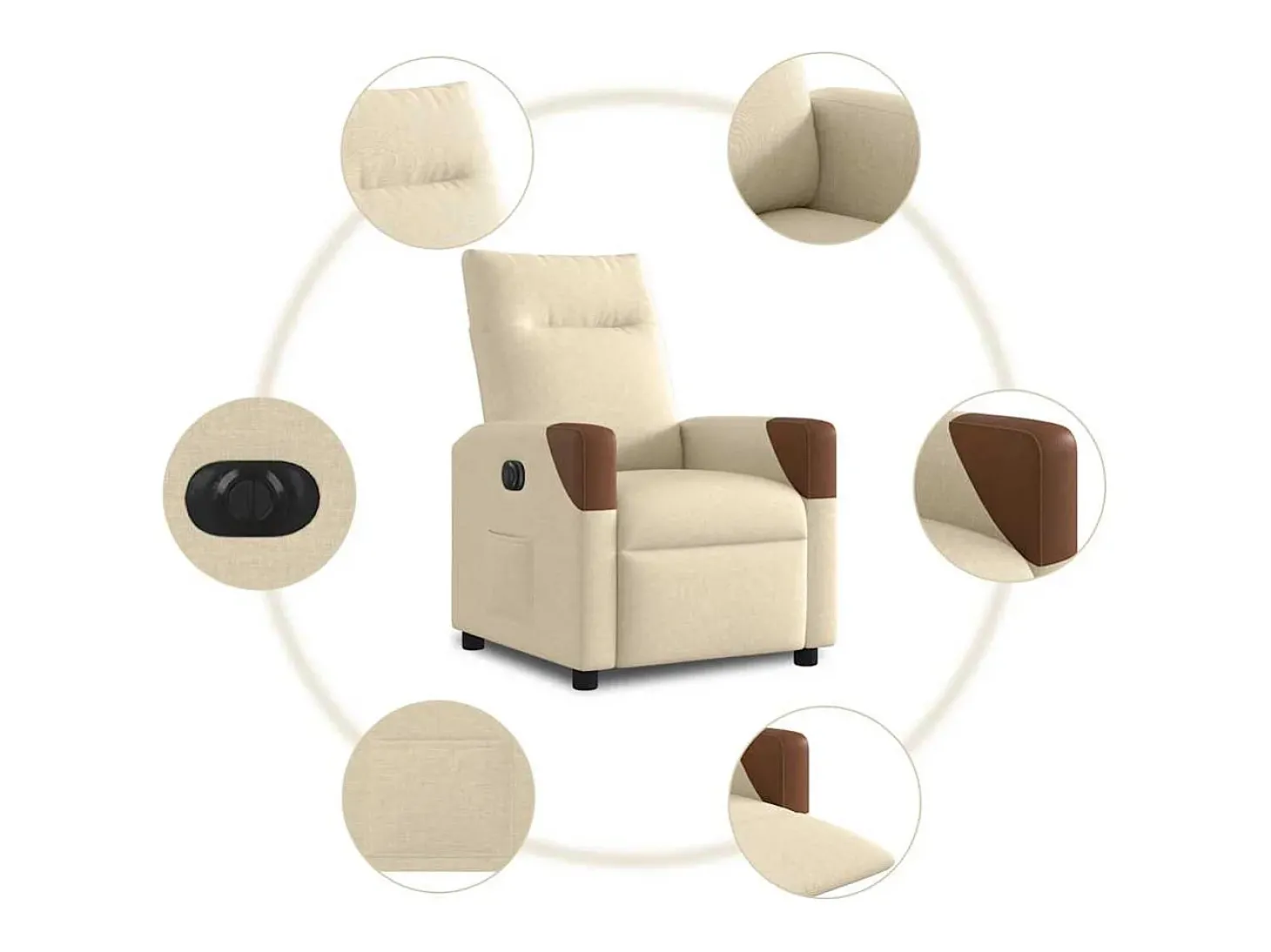 Poltrona Confortável | Poltrona reclinável elétrica tecido cor creme SHL758583