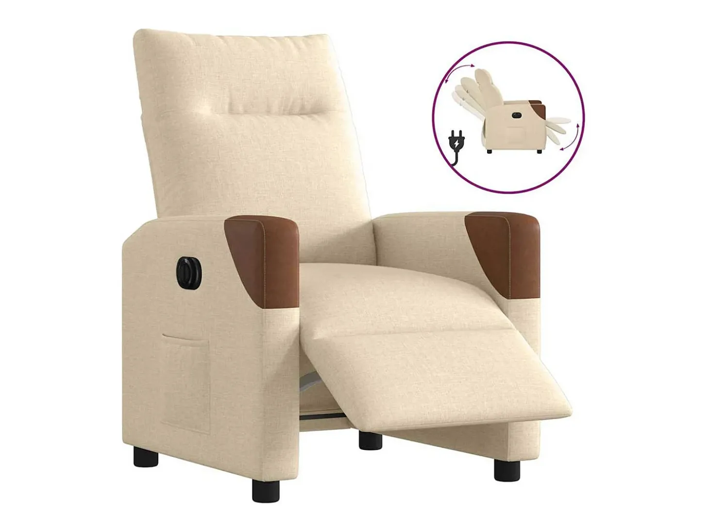 Poltrona Confortável | Poltrona reclinável elétrica tecido cor creme SHL758583