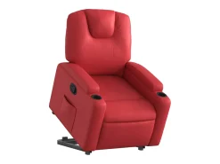 Poltrona Confortável | Poltrona reclinável elevatória couro artificial vermelho SHL400017