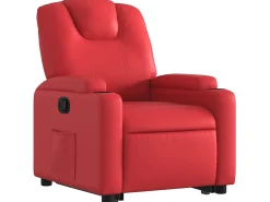Poltrona Confortável | Poltrona reclinável elevatória couro artificial vermelho SHL400017