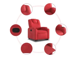 Poltrona Confortável | Poltrona reclinável elevatória couro artificial vermelho SHL400017