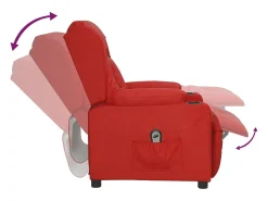 Poltrona Confortável | Poltrona reclinável elétrica couro artificial vermelho tinto SHL362615