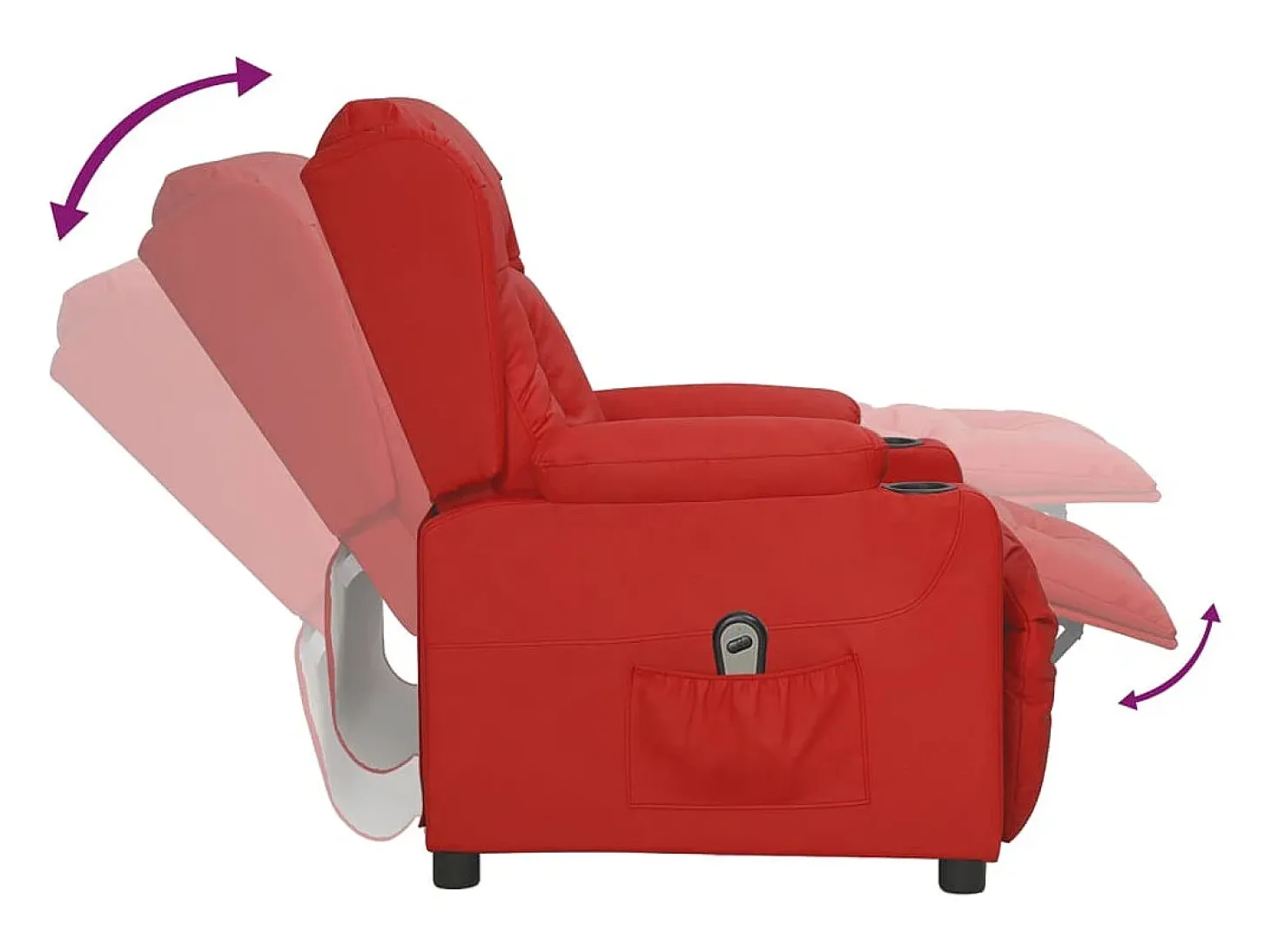 Poltrona Confortável | Poltrona reclinável elétrica couro artificial vermelho tinto SHL362615