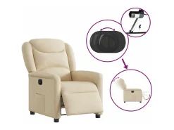Poltrona Confortável | Poltrona reclinável elétrica tecido cor creme SHL550521