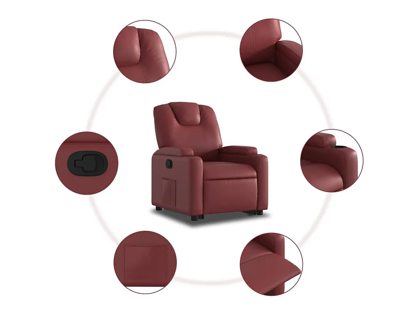Poltrona Confortável | Poltrona reclinável elevatória couro artificial vermelho tinto SHL53598