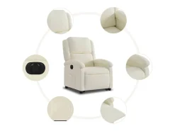 Poltrona Confortável | Poltrona reclinável elevatória elétrica veludo creme SHL642510