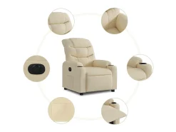 Poltrona Confortável | Poltrona reclinável elétrica tecido cor creme SHL456145