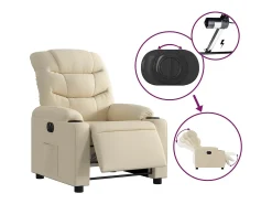 Poltrona Confortável | Poltrona reclinável elétrica tecido cor creme SHL456145