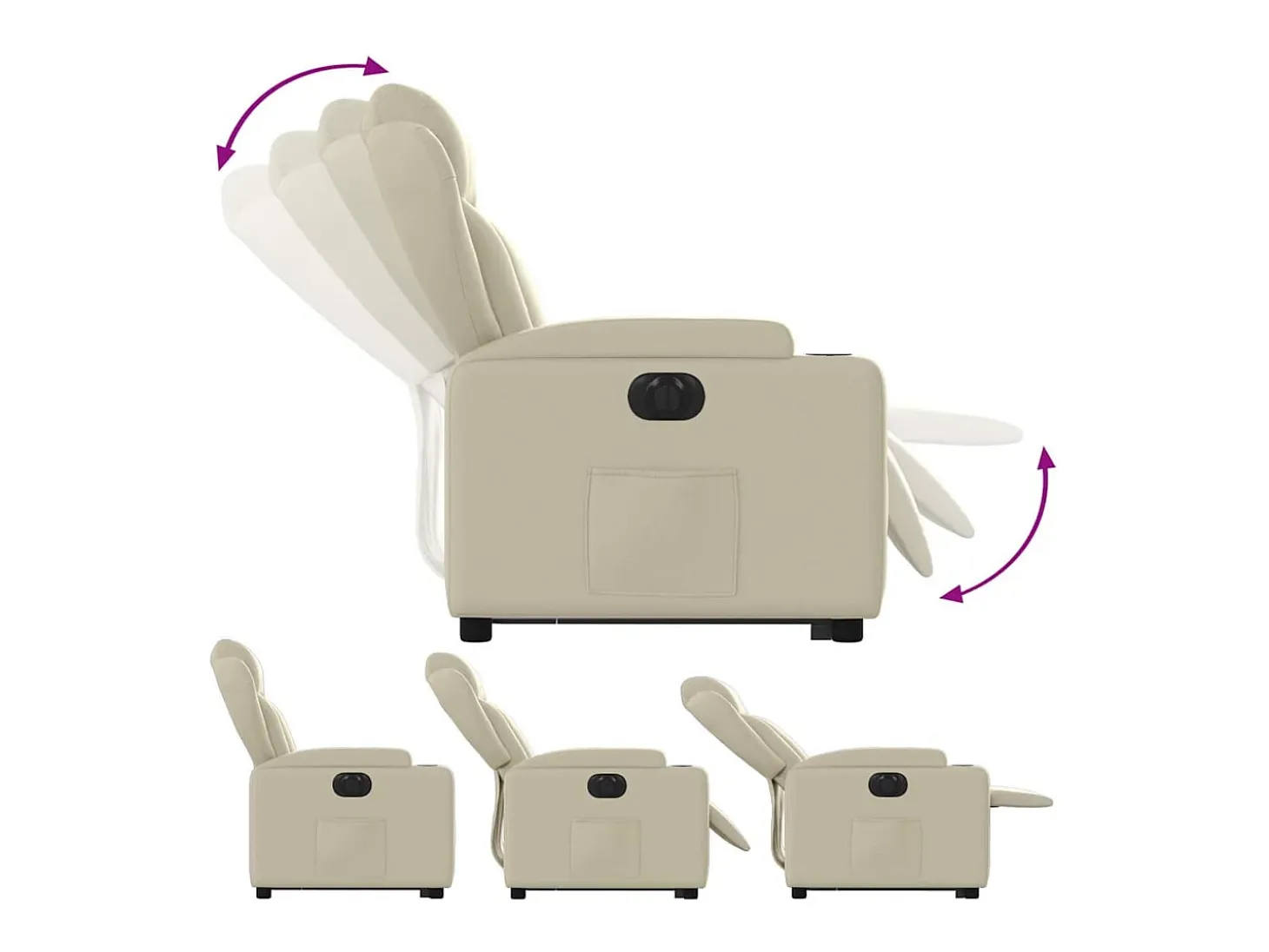 Poltrona Confortável | Poltrona reclinável elevatória elétrica couro artificial creme SHL34626