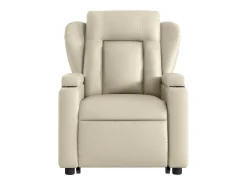 Poltrona Confortável | Poltrona reclinável elevatória elétrica couro artificial creme SHL34626